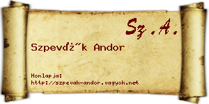 Szpevák Andor névjegykártya