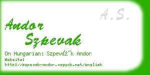 andor szpevak business card